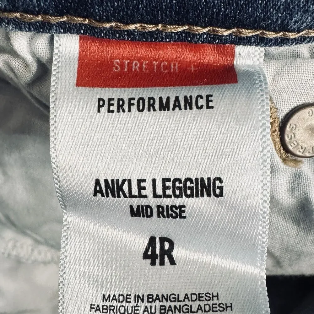 Express Ankle Legging Mid Rise Jeans 4 (28x26.5) Blue Distressed Stretch Womens